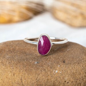 Ruby Rose Cut Ring: Sterling Silver July Birthstone, Boho Style