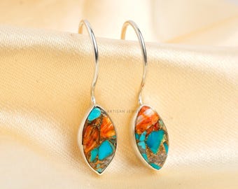 Orecchini Pendenti In Argento 925 Con Turchese Naturale – Fatti A Mano In India LG-293