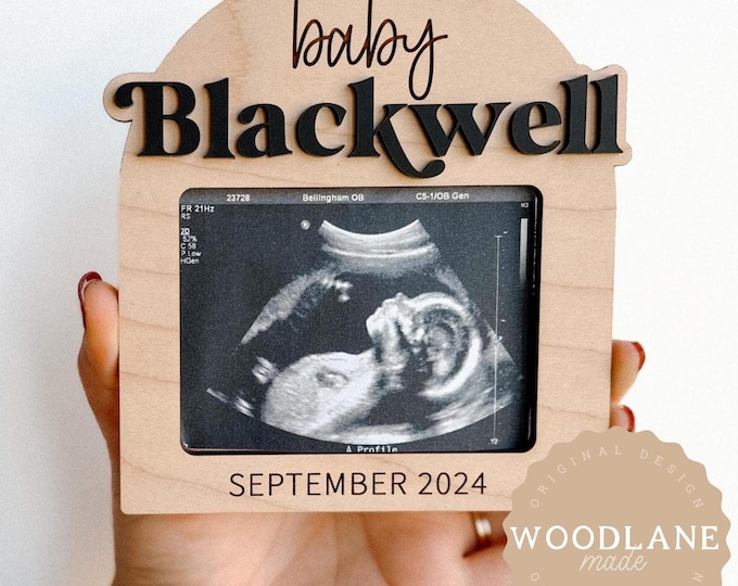Personalized Magnetic Ultrasound Picture Frame | Maternity Photo Frame Keepsake | Pregnancy Announcement Photo Prop | Refrigerator Magnet