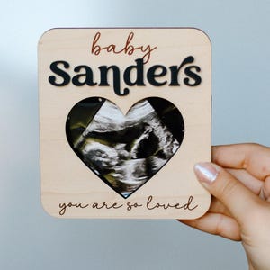 Personalized Magnetic Heart Ultrasound Picture Frame | Maternity Photo Frame Keepsake | Pregnancy Announcement Prop | Refrigerator Magnet