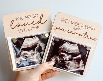 Wooden Ultrasound Picture Display | Maternity Keepsake | Refrigerator Magnet | Desktop Stand