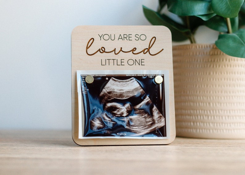 Wooden Ultrasound Picture Display New Mom Keepsake Parents-To-Be Pregnancy Gift Ultrasound Photo Frame image 1