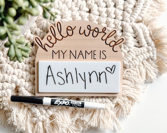 Hello My Name Is Birth Announcements | Newborn Name Announcement Dry-Erase Photo Prop | Baby Shower Gift | Reusable Keepsake