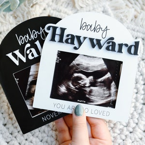 Personalized Magnetic Ultrasound Picture Frame | Maternity Photo Frame Keepsake | Pregnancy Announcement Photo Prop | Refrigerator Magnet