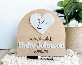 Personalized Dry-Erase Baby Arrival Countdown - Due Date Baby Announcement - Reusable and Customizable - Maternity Keepsake