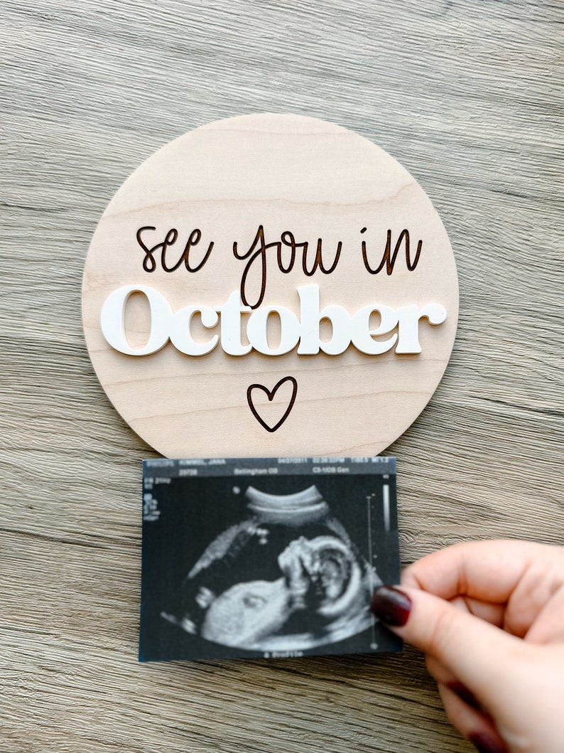 See You in MONTH Maple Wood Announcement Sign Pregnancy Announcement Maternity Photo Prop Baby Announcement Sign image 2