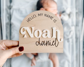 Baby Name Announcement Sign - Hello My Name Is Sign - Fresh 48 Photo Prop