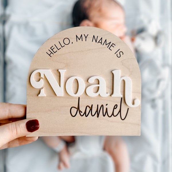 Baby Namen Ankündigungsschild - Hello My Name Is Sign - Fresh 48 Photo Prop