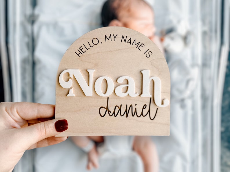 Baby Name Announcement Sign Hello My Name Is Sign Fresh 48 Photo Prop image 1