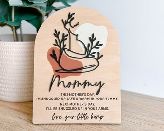 First Mother's Day Sign from Baby | Personalized Wooden Expecting Mother Sign | Personalized Pregnancy Mother's Day Gift | Boho Baby Decor