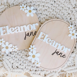 Daisy Name Announcement Sign - Floral Hospital Sign -  Hello My Name Is - Fresh 48 Photo Prop