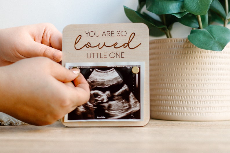 Wooden Ultrasound Picture Display New Mom Keepsake Parents-To-Be Pregnancy Gift Ultrasound Photo Frame image 4