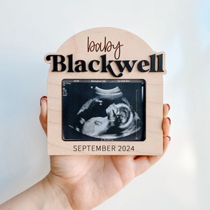 Personalized Magnetic Ultrasound Picture Frame | Maternity Photo Frame Keepsake | Pregnancy Announcement Photo Prop | Refrigerator Magnet