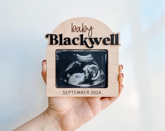 Personalized Magnetic Ultrasound Picture Frame | Maternity Photo Frame Keepsake | Pregnancy Announcement Photo Prop | Refrigerator Magnet