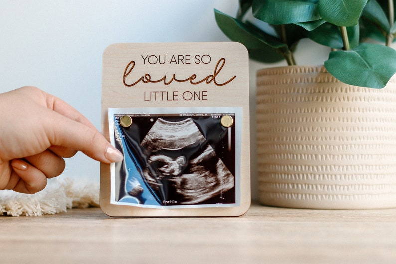 Wooden Ultrasound Picture Display New Mom Keepsake Parents-To-Be Pregnancy Gift Ultrasound Photo Frame image 3