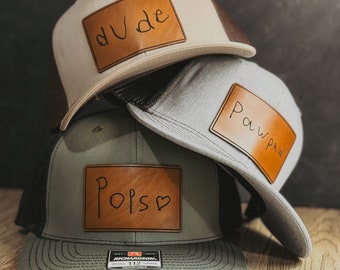 Custom Leather Patch Hat for Father's Day-Engraved with 'Dad' Writing-Personalized Unique Gift for Him