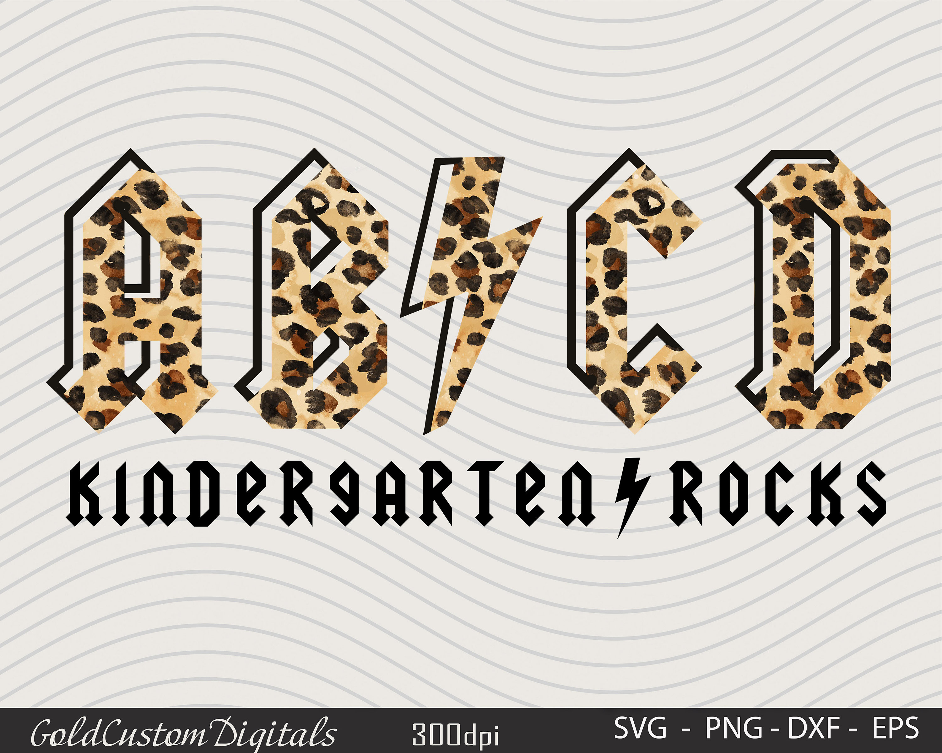 ABCD Kindergarten Rocks Black and Leopard Svg, First Day of ...