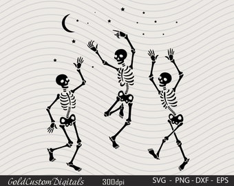 Dancing Skeletons Moon, Halloween Svg, Skeletons Halloween Svg, Skeletons Dancing Svg, Dancing Halloween Svg, Halloween Party Svg