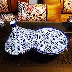 Handmade Moroccan Ceramic Tagine-Pottery Tagine For Serving Meals-Handcrafted Moroccan Tagine-Ceramic Serving Plate-Moroccan Pottery Tagines