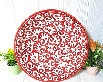 Hand Painted Moroccan Ceramic Plate-Pottery Serving Dish-Ceramic Wall Plate-Wall Dish-Serving Plate-Home Wall Decors-Gift-Ceramic Tableware