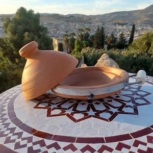 Moroccan Pottery Tagine For Cooking & Serving-Clay Tagine For Serving Meals-Clay Cookware-Fez Tagines-Lead-Free Tagine-Pottery Kitchen Tools