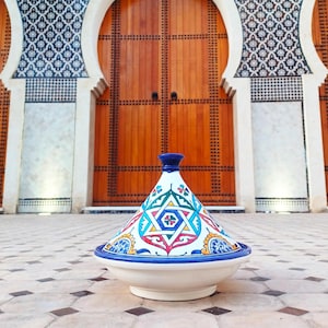 Hand Painted Moroccan Ceramic Tagine-Traditional Moroccan Plates-Handmade Moroccan Ceramic Appetizer Dish-Unique Ceramic Serving Tagines