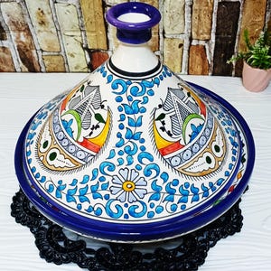 Handmade Moroccan Ceramic Tagine-Pottery Tagine For Serving Meals-Handcrafted Moroccan Tagine-Ceramic Serving Plate-Moroccan Pottery Tagines