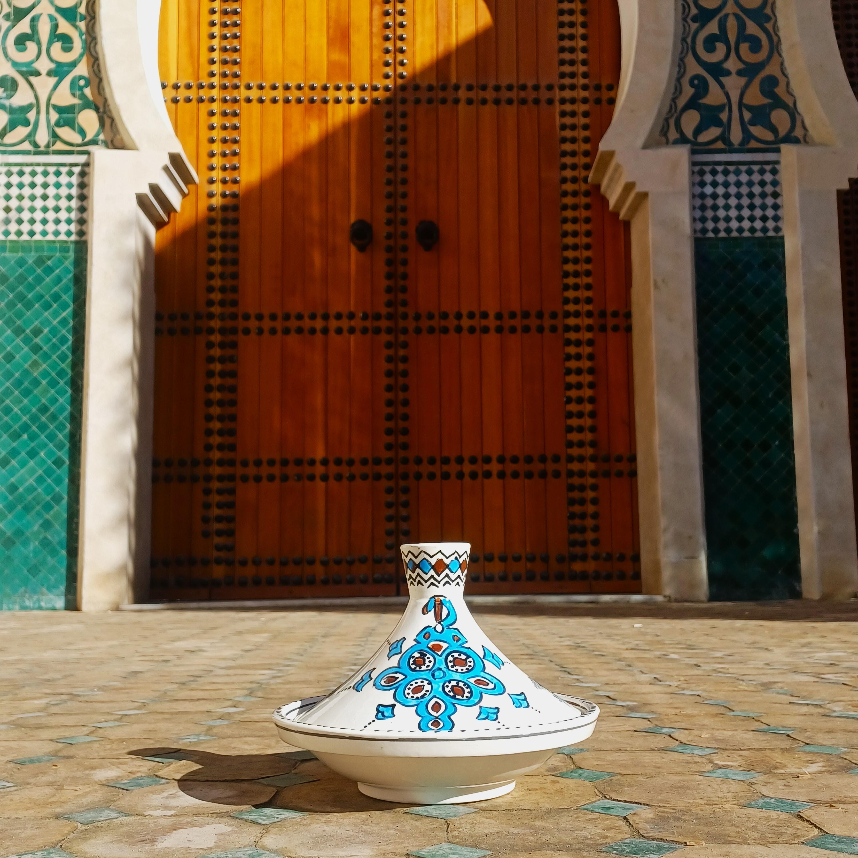 モロッコのセラミックタジン（食事用）-手描きの陶器タジン-セラミック