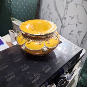 1-3 Days Shipping-Beautiful Moroccan Ceramic Ashtray with Nickel Silver Inlay-Authentic Moroccan Ashtrays-Unique Moroccan Pottery Ashtray