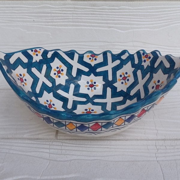 Moroccan Ceramic Salad Bowl-Handmade Ceramic Fruit Pot-Chocolate Serving Bowl-Serving Fruit Pot-Serving Pottery Bowl-Ceramic Kitchenware