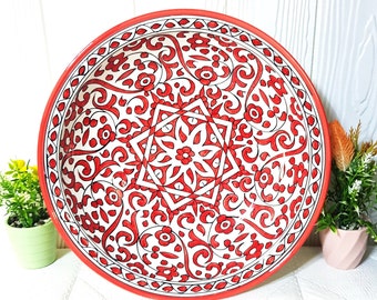 Hand Painted Moroccan Ceramic Plate-Unique Ceramic Serving Dish-Kitchen Utensils-Pottery Wall Dish-Clay Serving Plate-Home Wall Dishes-Gift