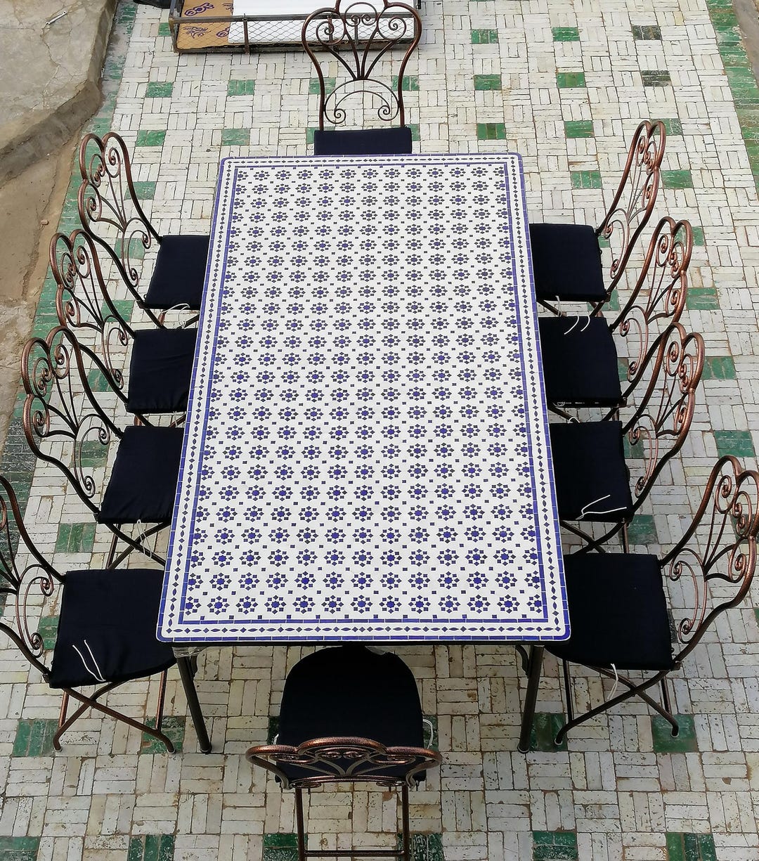 Beautiful Rectangular Mosaic Table-mosaic Dining Table-moroccan Zellige ...