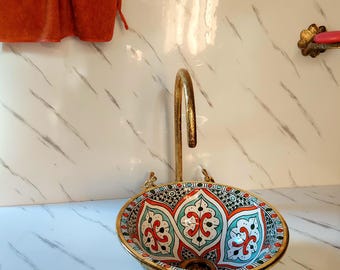 アンティークのモロッコ陶器の蓋付き箱：ムーア人のフェズ工芸