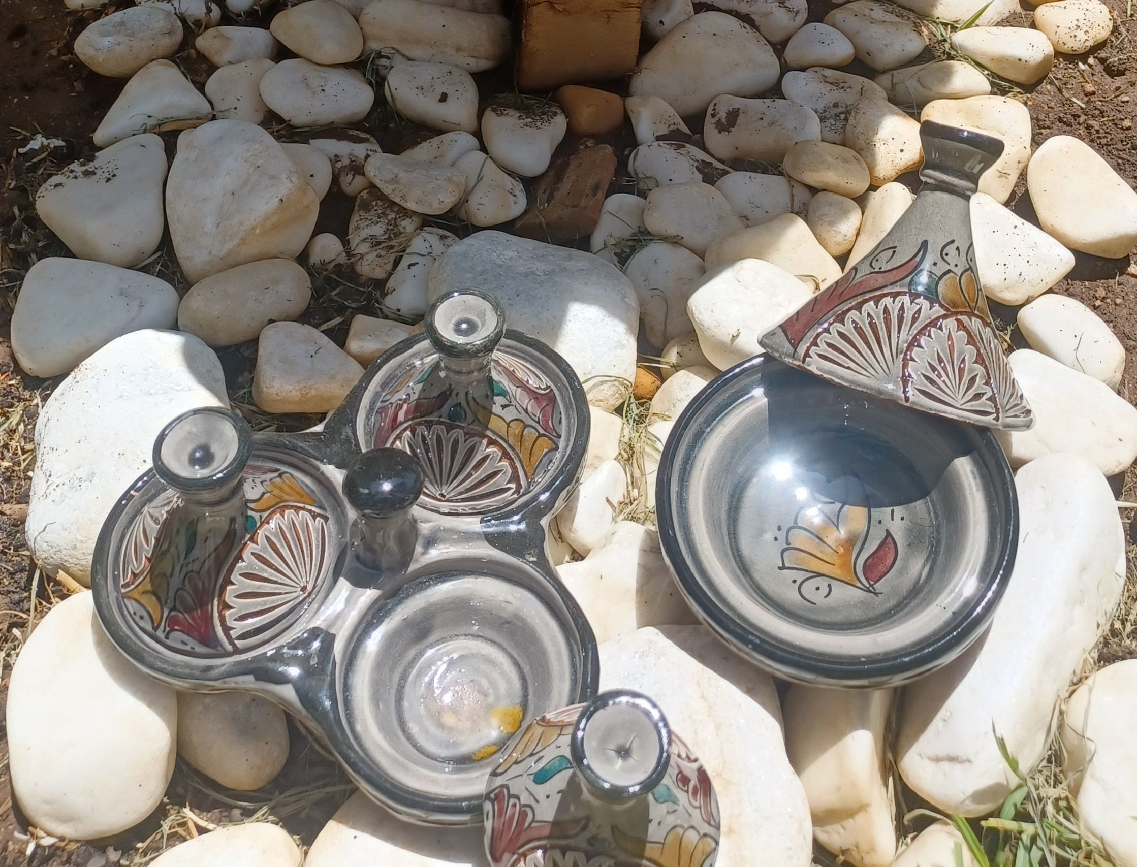 13 Days Shippinghandcarved Moroccan Ceramic Tagine Setbeautiful