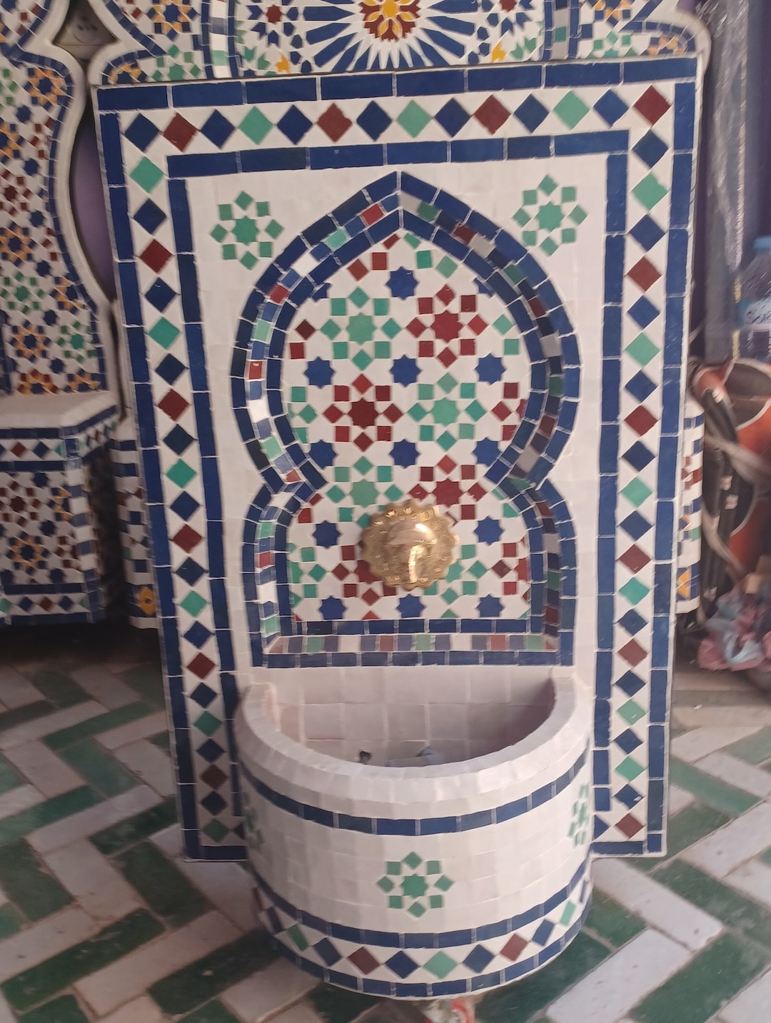 Moroccan Mosaic Fountain 70x40 fontaine Mosa que wall Mounted Water moroccan-mosaic-fountain-70x40-fontaine-mosa-que-wall-mounted-water