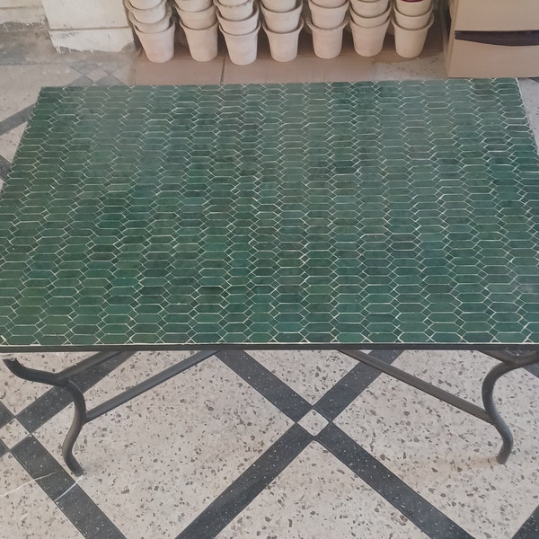 Beautiful Rectangular Mosaic Table-Mosaic Dining Table-Zellige Table-Indoor Outdoor Mosaic Table- Moroccan Mosaic Table-Mosaic Artworks