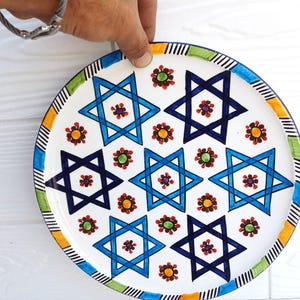 Handbeschilderd Marokkaans keramisch bord - Keramische serveerschaal - Keukengerei - Unieke wandschaal - Aardewerken serveerschaal - Wanddecoratie voor thuis - ArtsFezShop