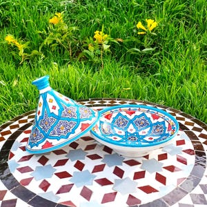 Handmade Moroccan Ceramic Tagine-Traditional Pottery Serving Dish-Hand Painted Moroccan Tagine-Moroccan Serving Plate-Pottery Tagine-ArtsFez