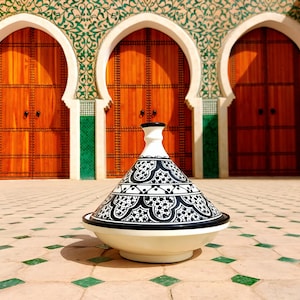 Handmade Moroccan Ceramic Tagine-Traditional Pottery Serving Dish-Handcrafted Moroccan Tagine-Moroccan Serving Plate-Pottery Tagine-ArtsFez