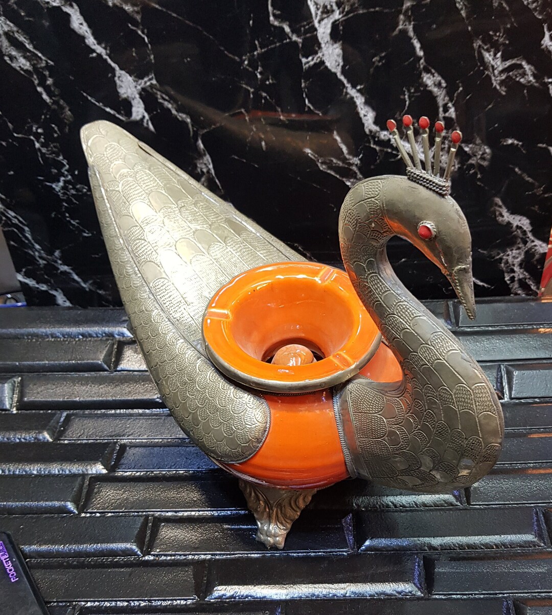 Unique Large Ceramic Ashtray Inlaid With Metal in the Shape of Etsy