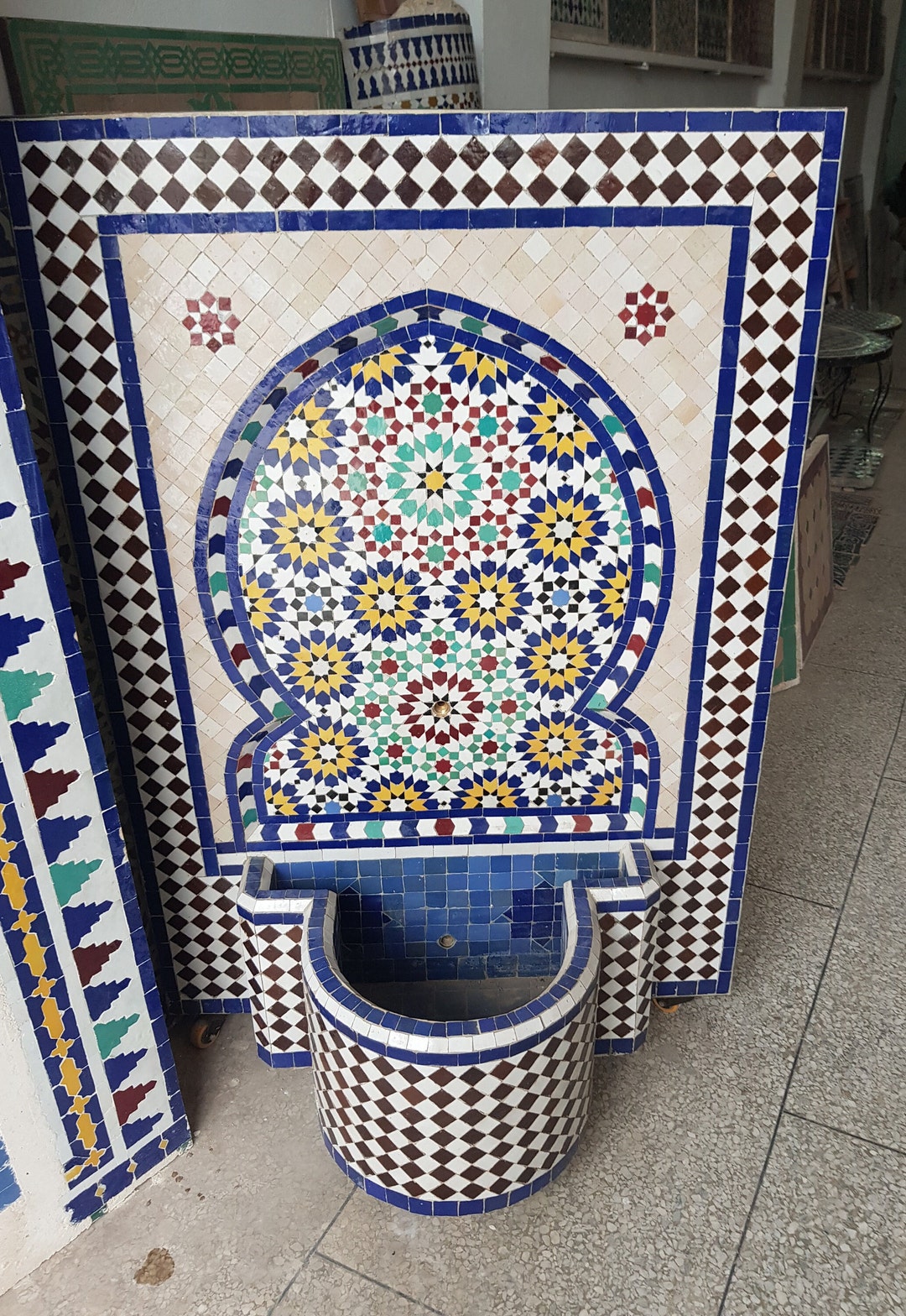 Handmade Moroccan Mosaic Fountain traditional Garden Decors fontaine handmade-moroccan-mosaic-fountain-traditional-garden-decors-fontaine