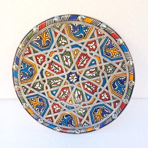 Moroccan Ceramic Dish with Nickel Silver Inlay-Unique Wall Dish-Handmade Pottery Plate-Decorative Wall Dish-Home Wall Decorations-ArtsFez