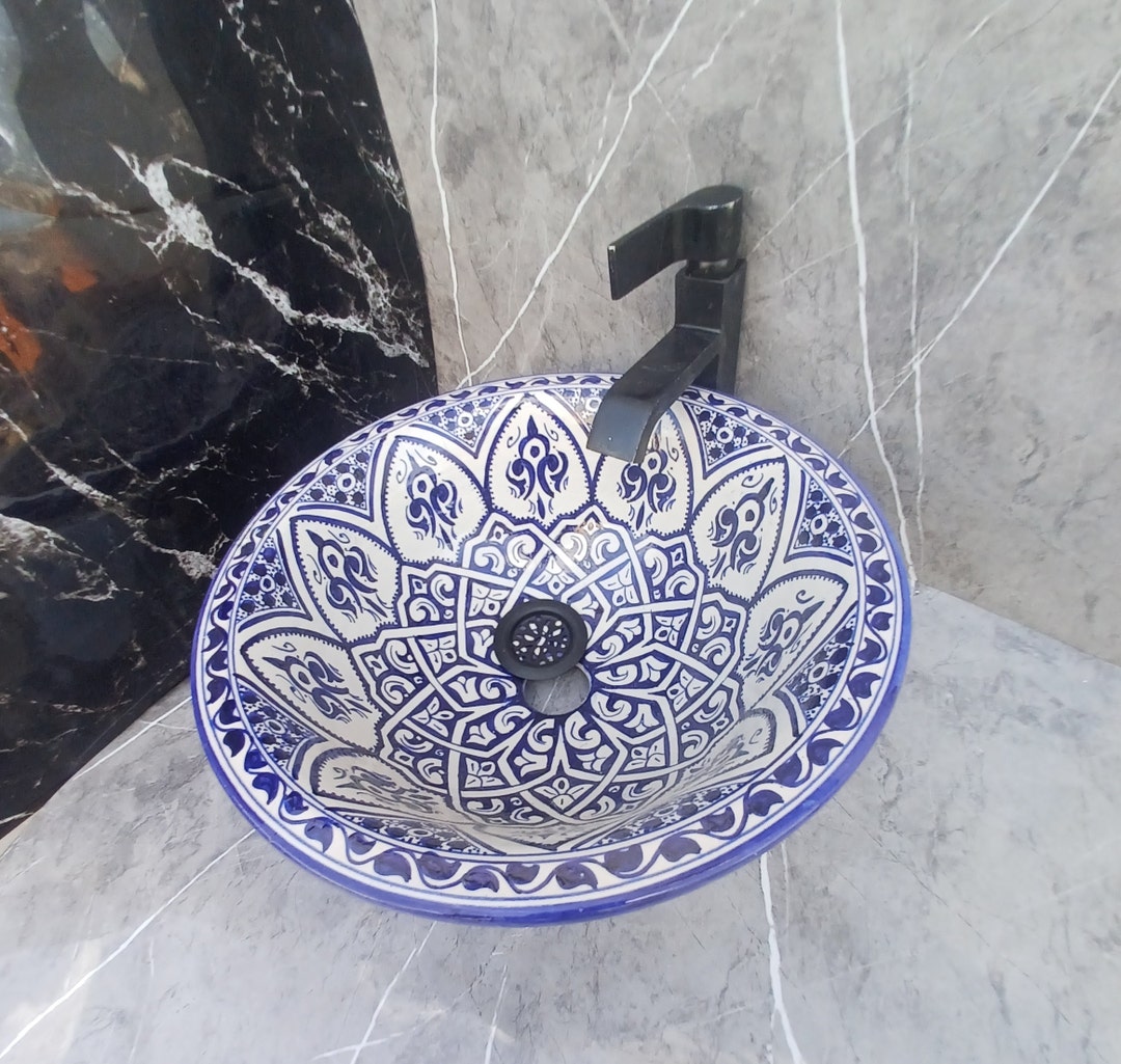 Vasque à Encastrer Marocaine En Laiton – Cuivre Jaune, 58x42 Cm, Salle De Bain
