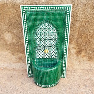 Moroccan Mosaic Fountain-Handmade Water Fountain-Home Beauty-Garden Fountain-Interior Decor-Moroccan Tile-Mosaic Artwork-Wall Water Fountain