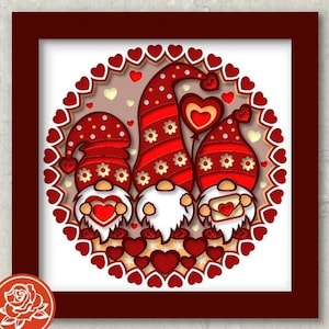 Shadow Box Saint-Valentin avec gnomes Svg pour Cricut