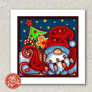 8x8 Christmas Shadow Box z Mikołajem SVG