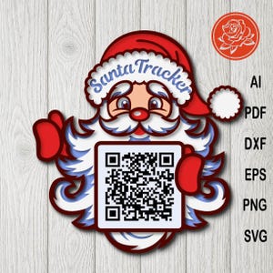 Track Santa SVG: Christmas Ornament, Santa Tracker QR Code (Digital Download)