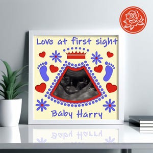 Baby-echografie schaduwdoos SVG gelaagde papercutsjabloon voor doe-het-zelf gepersonaliseerde cadeaus en handgemaakte fotolijsten om de aankomst van pasgeborenen te vieren
