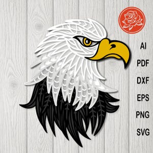 Layered Bald Eagle SVG File: Patriotic American Flag Decor (Digital Download