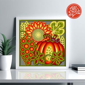 3d Fall Autumn and Pumpkin Shadow Box SVG